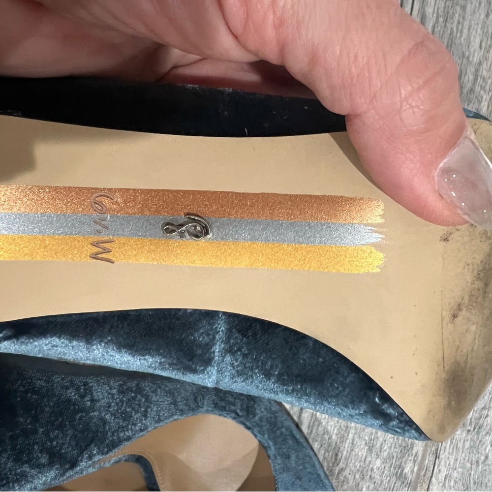 Sam Edelman Blue Velvet Pointed Toe Stiletto Pumps Size 6.5W - Minimal Wear - Picture 6 of 6
